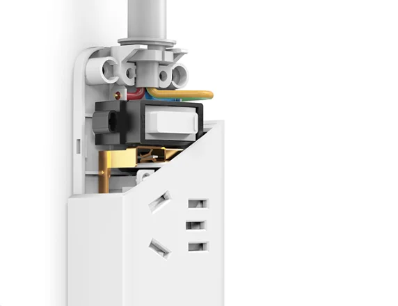 แผ่นปลั๊กไฟ2023 Xiaomi พร้อมปลั๊ก3ช่องเสียบ USB ชาร์จเร็วแผงปลั๊กไฟอเนกประสงค์250V 2500W แบบ10A