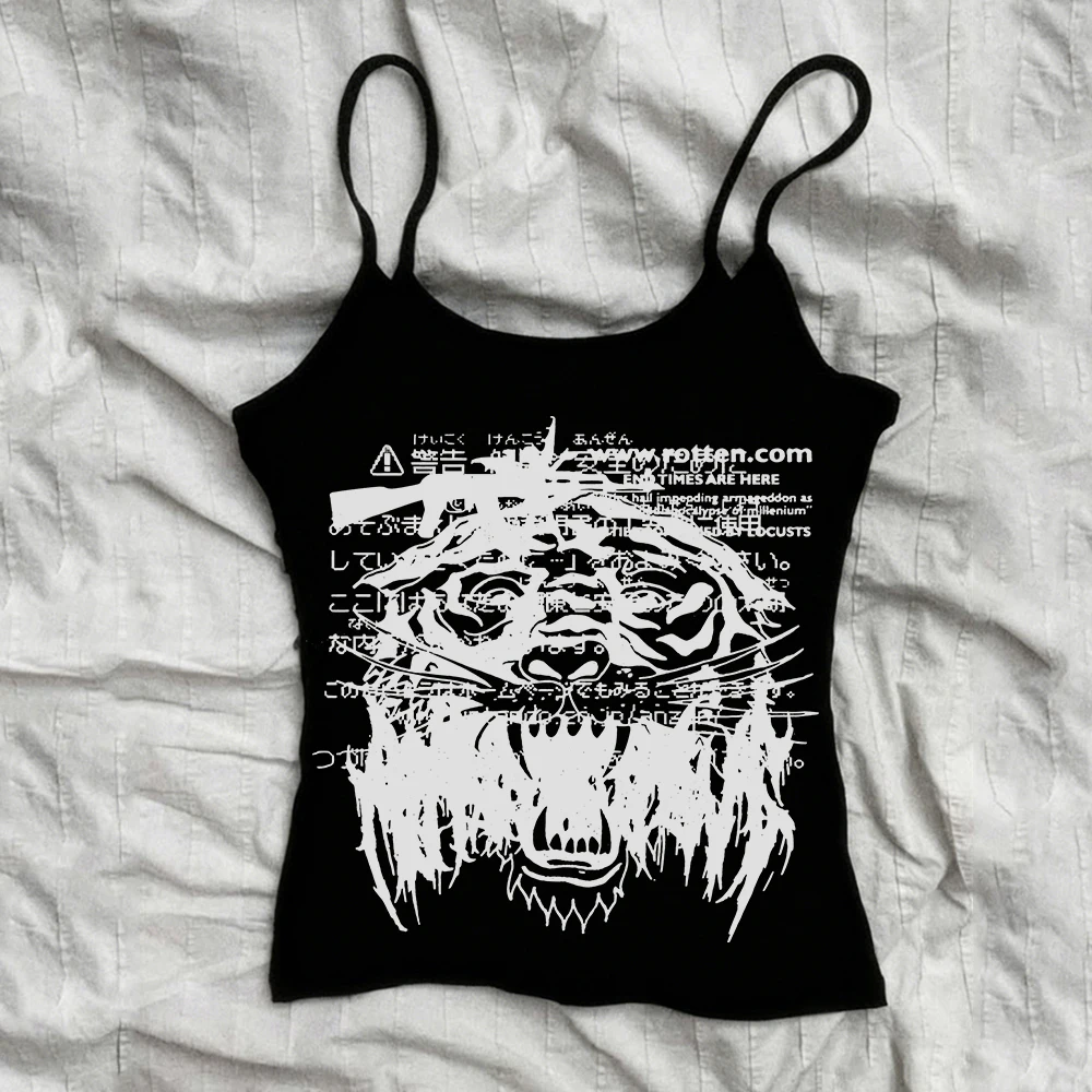 Women's Top Y2k 90s Vintage Clothes Aesthetic Women's Blouses Where Are You Cheap Tops Sexys Tanks & Camis Female Clothing Emo