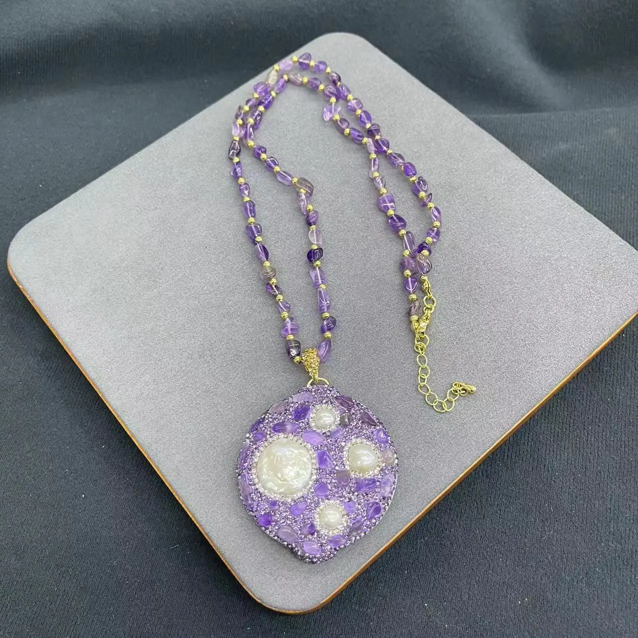 DIY accessories Natural Baroque pearl amethyst rough stone inlay four-piece set Douyin live broadcast hot-selling supply natural