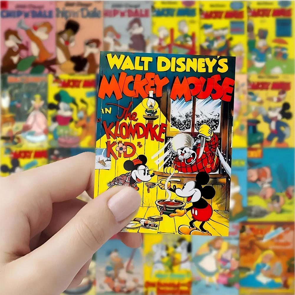 10/30/60pcs Retro Disney Anime Poster Stickers Mickey Mouse Alice Chip n Dale Cartoon Decals Sticker for Diary Phone Stationery