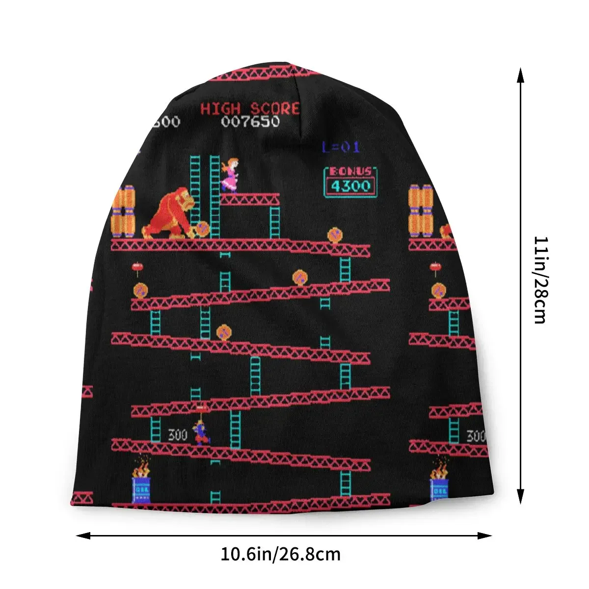 Donkey Kong Arcade Game Collage Vintage Retro Cap Vintage Skullies Beanies Hats Spring Warm Multifunction Bonnet Knitting Hats image 2