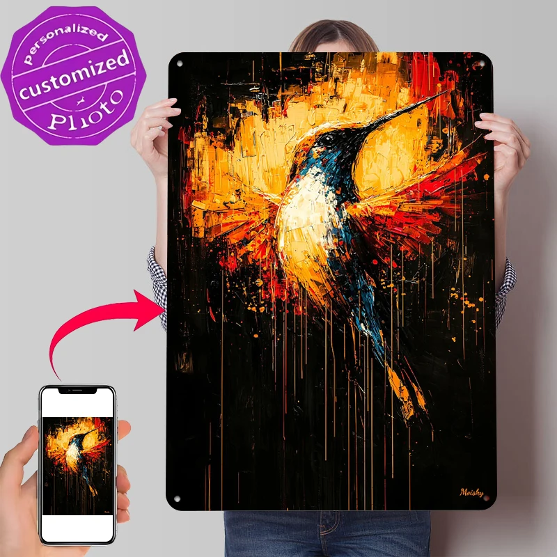 Radiant Flight Contemporary Expressionist Tinplate Poster Customized Wall Art Retro Vintage Metal Signs for Fans Man Cave Decor