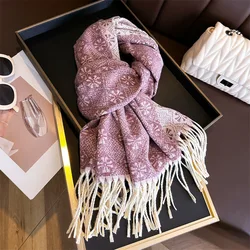 2024 Women Cashmere Imitation Scarf Winter Luxury Brand Warm Scarves for Ladies Plaid Shawls Warm British Style Thicken Man Wrap