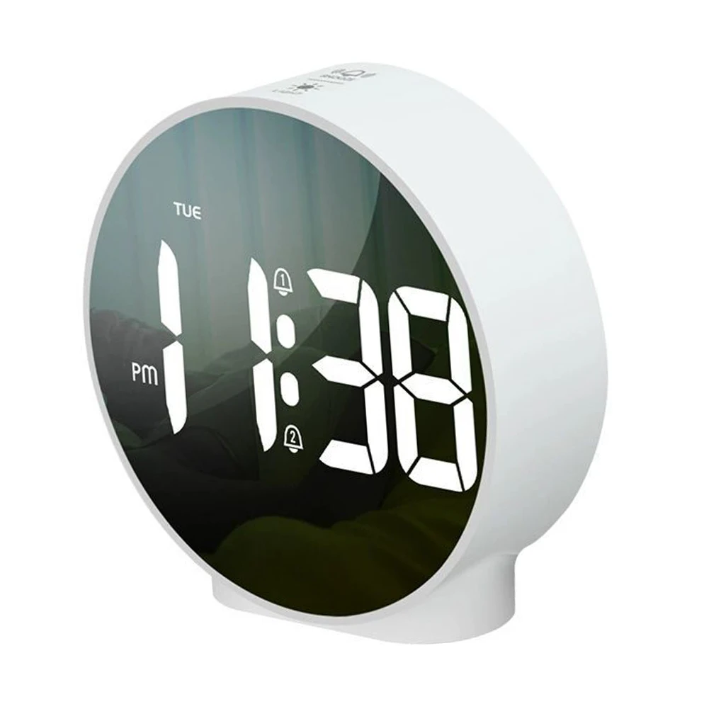 

Белый цифровой будильник, двойной будильник с функцией повтора, регулируемая яркость, регулируемые уровня яркости, резервные батареи