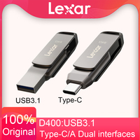 Original Lexar JumpDrive D400 Dual USB Drive Type C/A Memory Stick 32GB 64GB 128GB 256GB USB Type C Disk Dual Flash Disk For PC