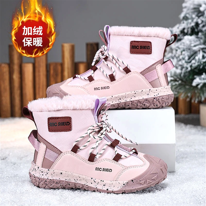 

Winter Girls Plush Warm Cute Snow Boots Fashion Non-slip Design Childrens Boy Cotton Sneakers Luxury Size 28-39 Kid Causal Shoes