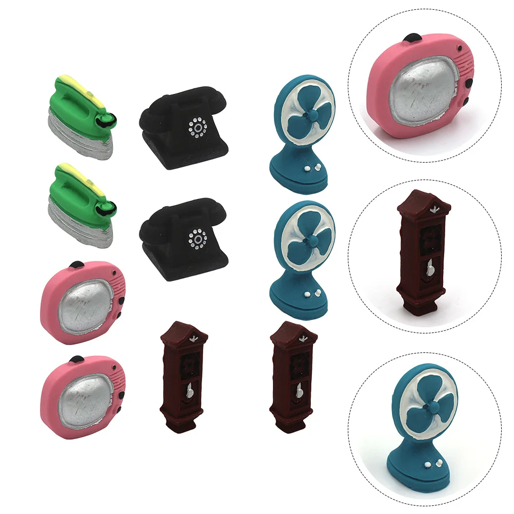 10 Uds. De electrodomésticos en miniatura, juego de decoración de escena Vintage, muebles pequeños de resina, accesorios para manualidades DIY, juego de simulación, regalo para niños