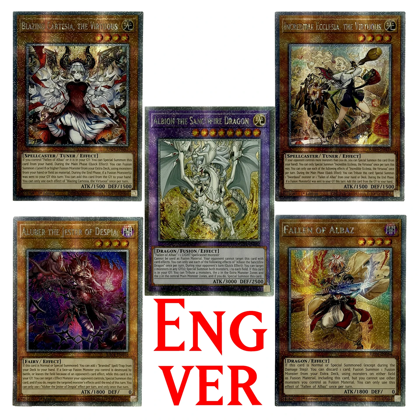Yu-Gi-Oh! Collection DIY Proxy Cards The Fallen The Virtuous Albion the Sanctifire Dragon Blazing Cartesia Dogmatika Ecclesia