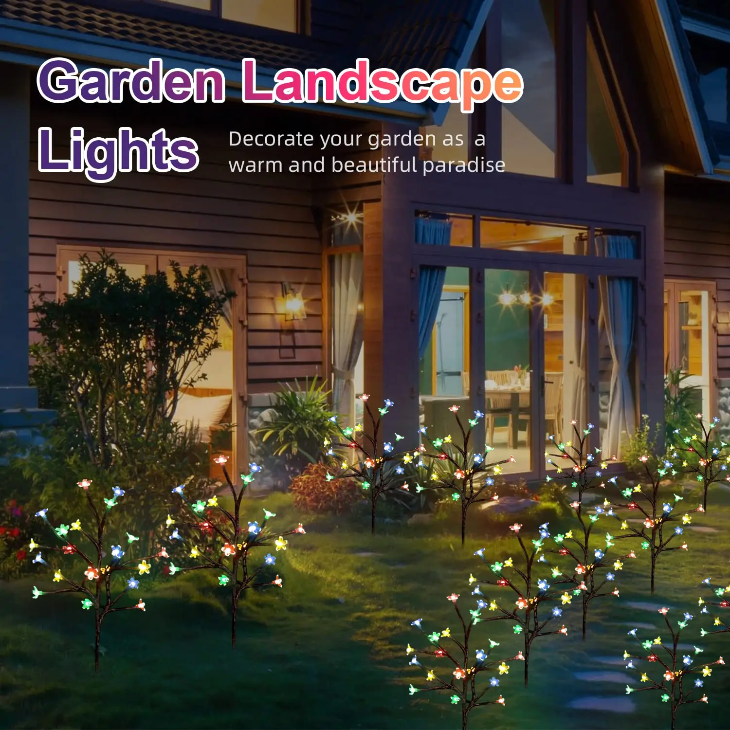 Outdoor Solar Flower Light for Garden Decoration LED RGB Fairy Light Solar Powered lamp Decorative Lights for Landscape Backyard