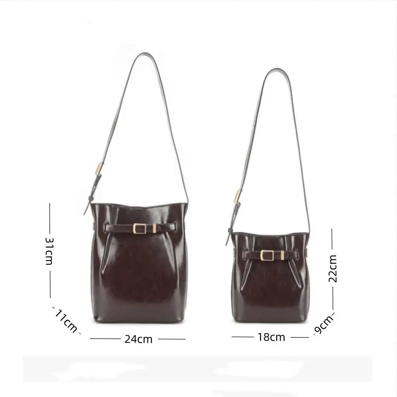 UKF New Crossbody Bucket Bags for Women Single Shoulder Bag Bolsas Feminina Crossbady Bolsos Mujer Oil Wax Leather Handbags