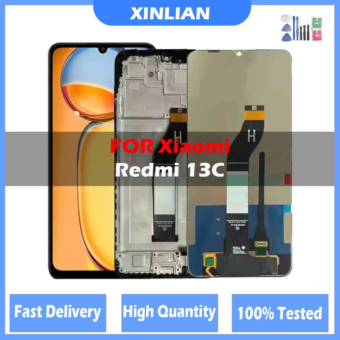 

6.74" LCD For Xiaomi Redmi 13C 4G 5G 23100RN82L 23124RN87G LCD Display Touch Screen Digiziter Assembly Parts With Frame