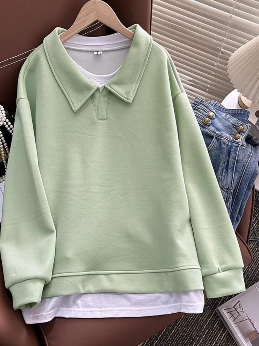 

Корейский свитшот Sle Ne, свободный крой, большие размеры, цветная блузка, осенне-зимняя уличная одежда, повседневная длинная све