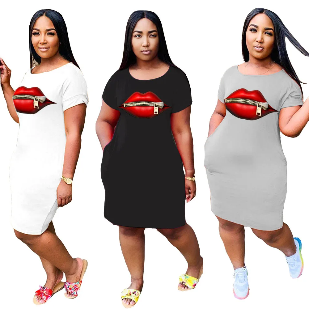 Plus Size Women Short Sleeve O-Neck Loose Casual Dresses T Shirt Dress Women Short Dress Hip Hop Queen Printed Long T Shirt Loos