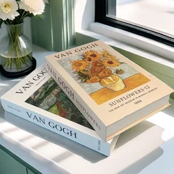 Van Gogh Monet Fake Book Painting Decorative Books Storage Box Sunflower Water Lily Coffee Table Books Home Decor Shooting Props