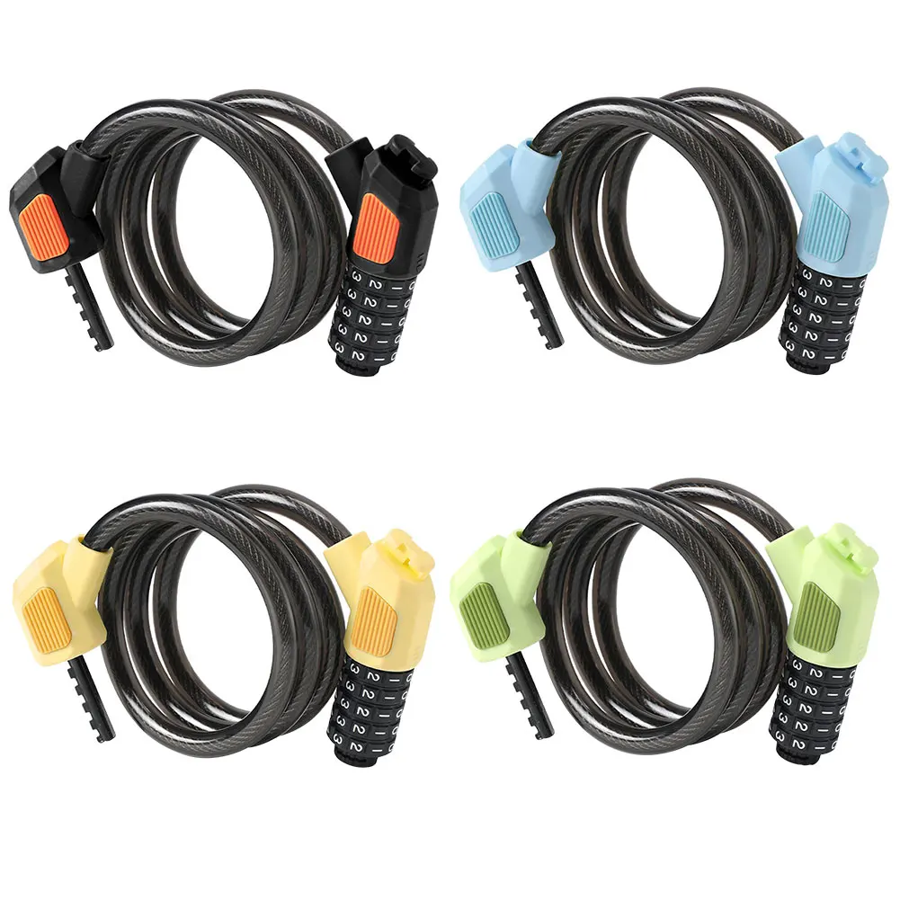 Portable Security Lock Anti-Theft 5 Digit Code Cable Lock High Security Bicycle Cable Padlock for Electric Bike Scooter