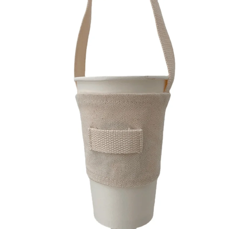 Milk Tea Cup Set Hand Carry Canvas Flat Cup Anti-hot Heat Insulation Thick Tote Bag Drink To Go Coffee Milk Tea Bag view 5