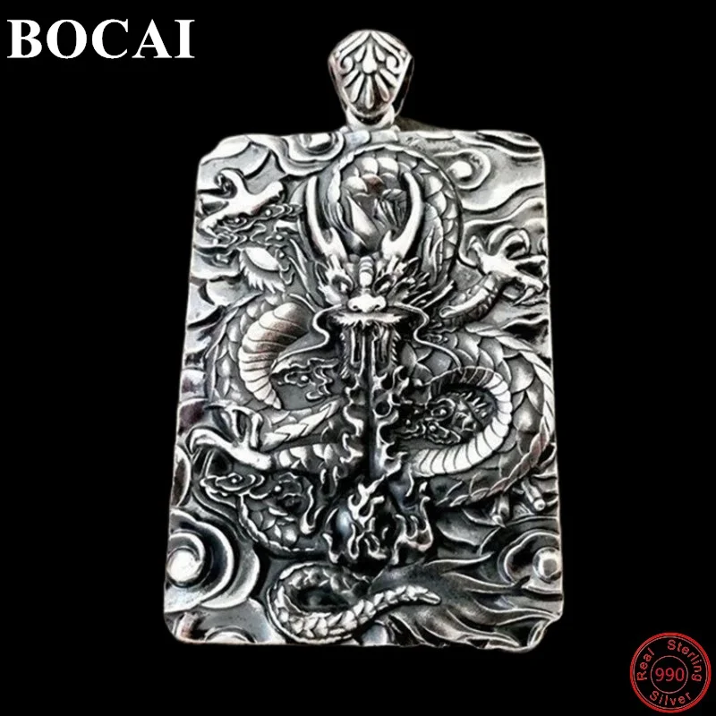 Bocai S990 Sterling Zilveren Hangers Voor Vrouwen Nieuwe Mode Handgemaakte Vliegende Draak Effen Amulet Punk Sieraden Gratis Verzending