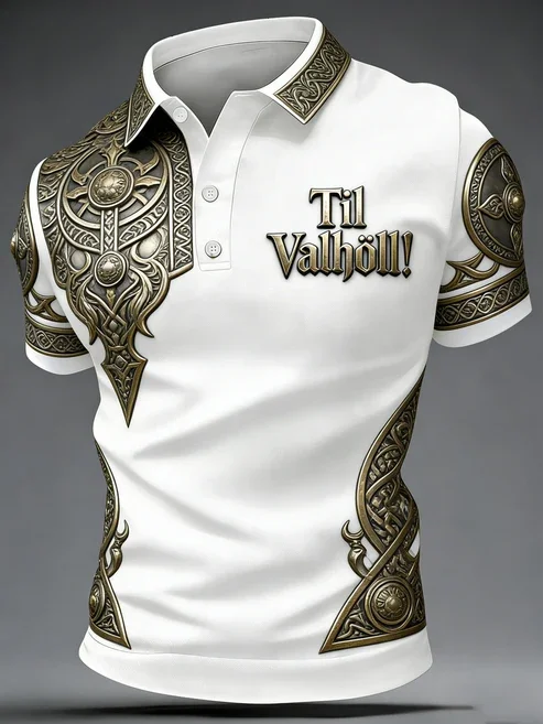 2027 Summer Best-selling Men's Retro Danish Viking Style 3D Printedout Sports Breathable Trendy Polo Shirt Couple's Top