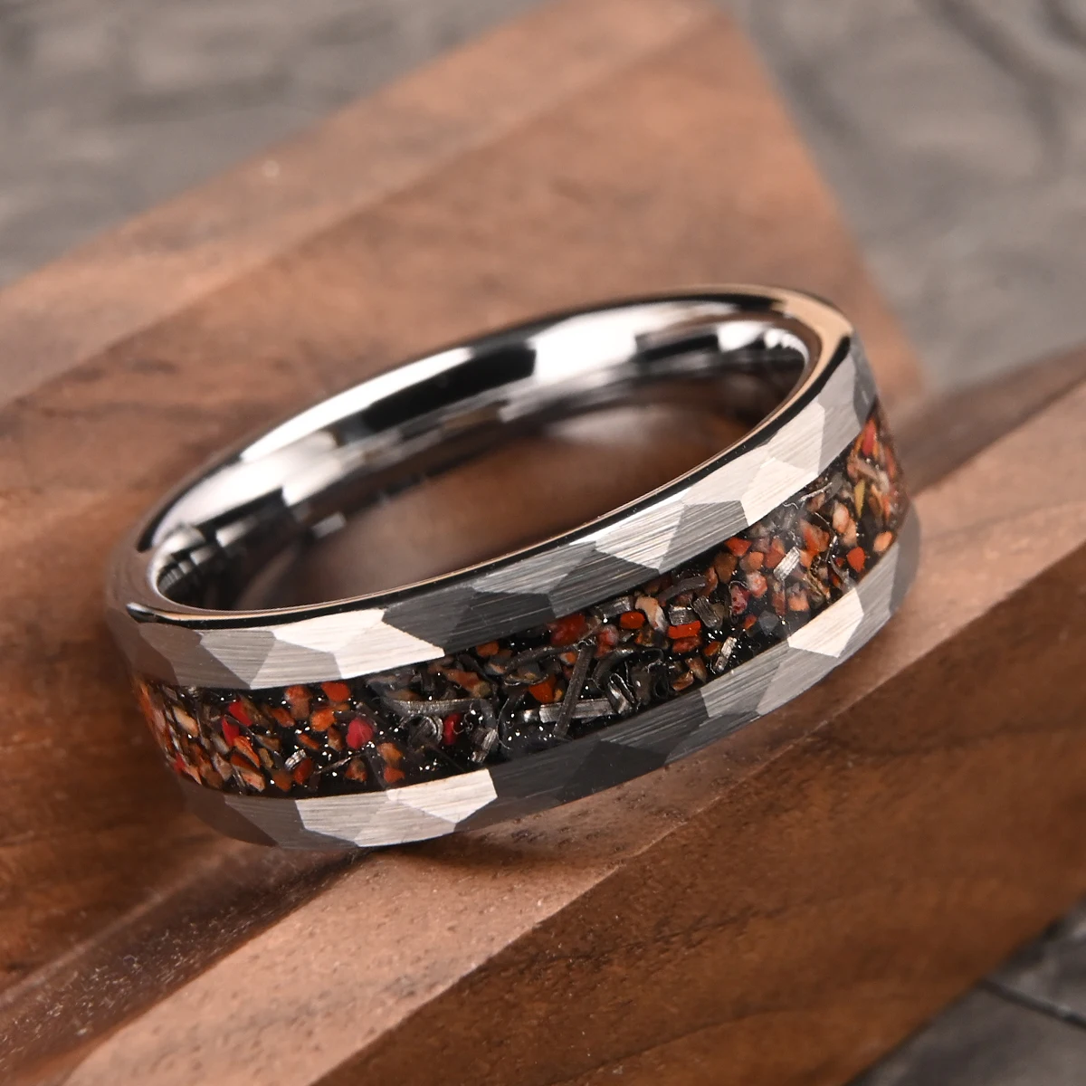 8mm Wolframkarbid-Verlobungsring für Herren, Punk-Ring, Herrenring, Paar-Ring, Dinosaurierknochen, Paar-Eheringe – Detail 4