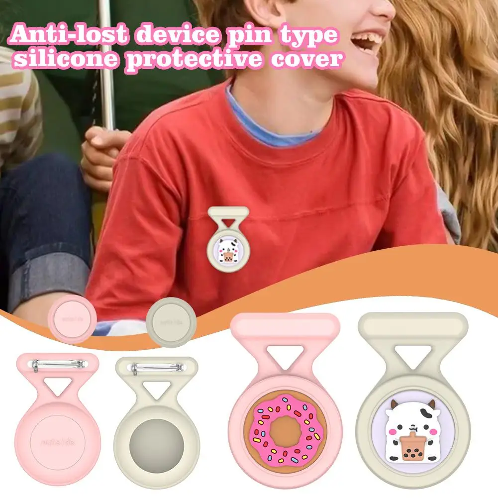 Suitable For Apple AirTags Anti-lost Device Pin Type Cartoon Pattern Cute Silicone Protective Cover Storage Anti-fall Z3G9