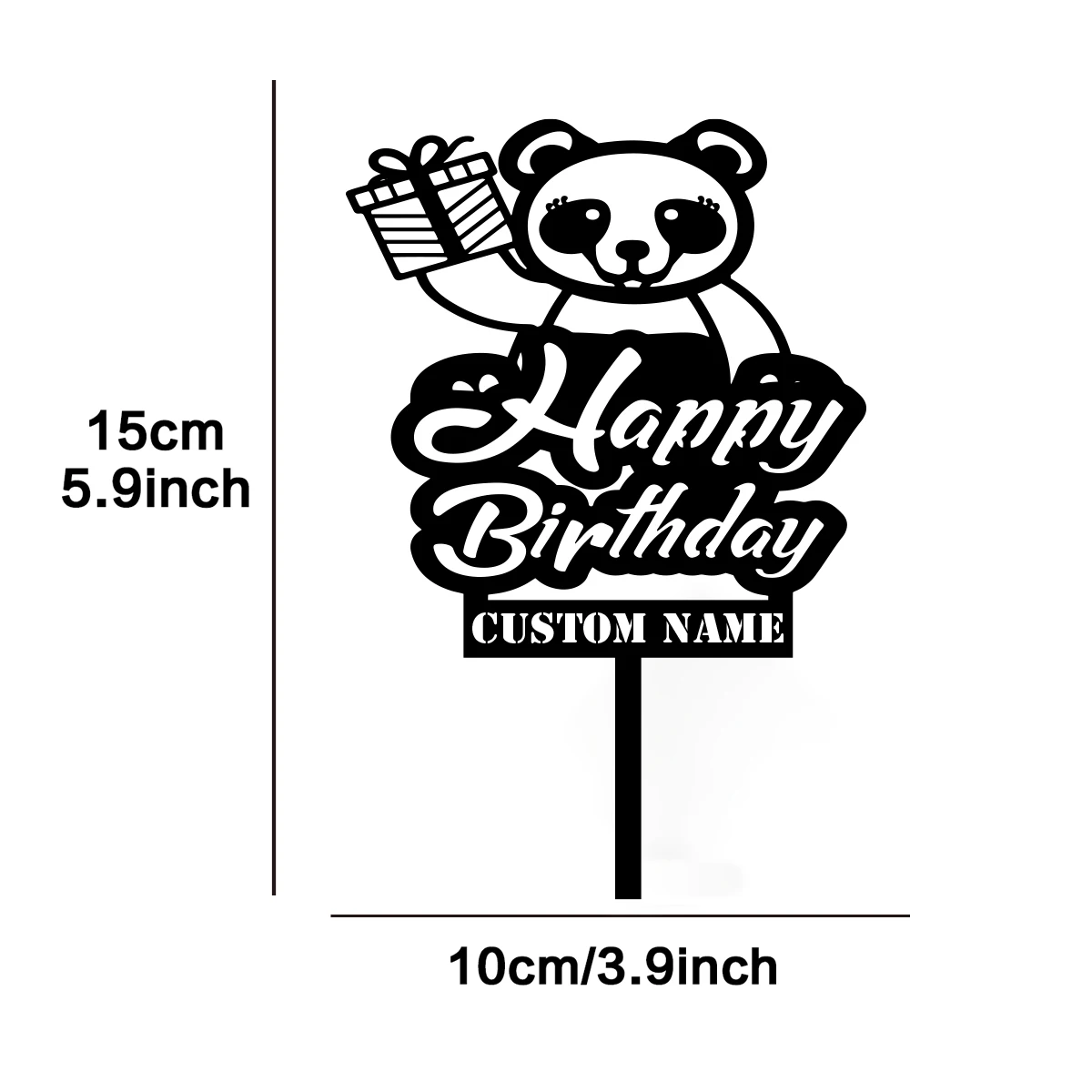1 pièce de décoration de gâteau personnalisée avec motif ours et vœux d'anniversaire, idéale pour les fêtes, les mariages et comme cadeau.
