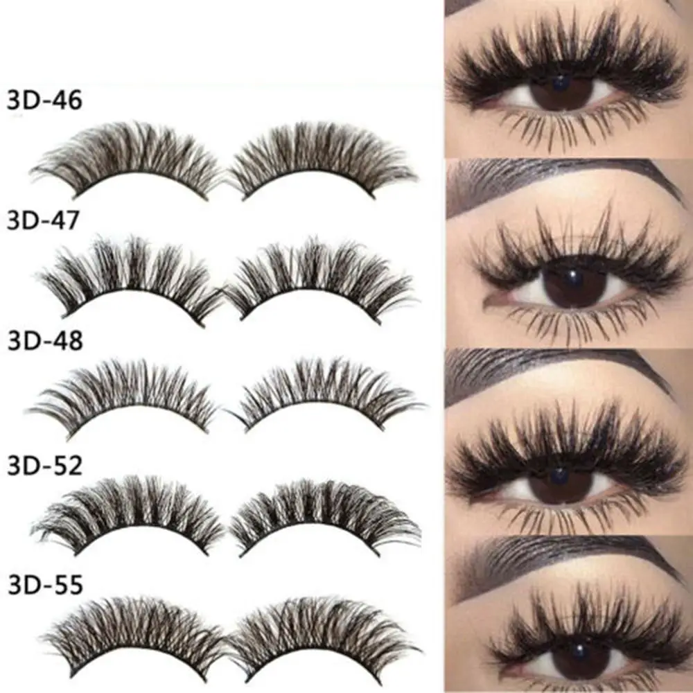 Cruelty-Free Eye Makeup Tools Reusable Full Strips Handmade False Eyelashes 3D Faux Mink Hair Wispy Fluffy Natural Long