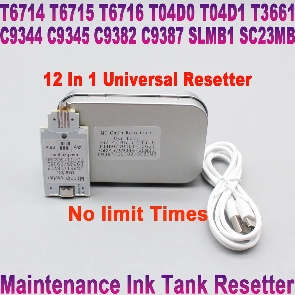 Unlimited Reset Maintenance Box Chip Resetter For Epson C9344 C9345 T04D0 T04D1 T6715 Plug & Play Universal Use
