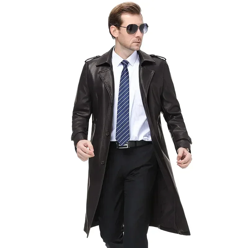 100% Cow Leather Jacket Men 2025 Genuine Man Trench Coat Black Coffee Plus Size Men's Clothing Jackets Spring Xhl327