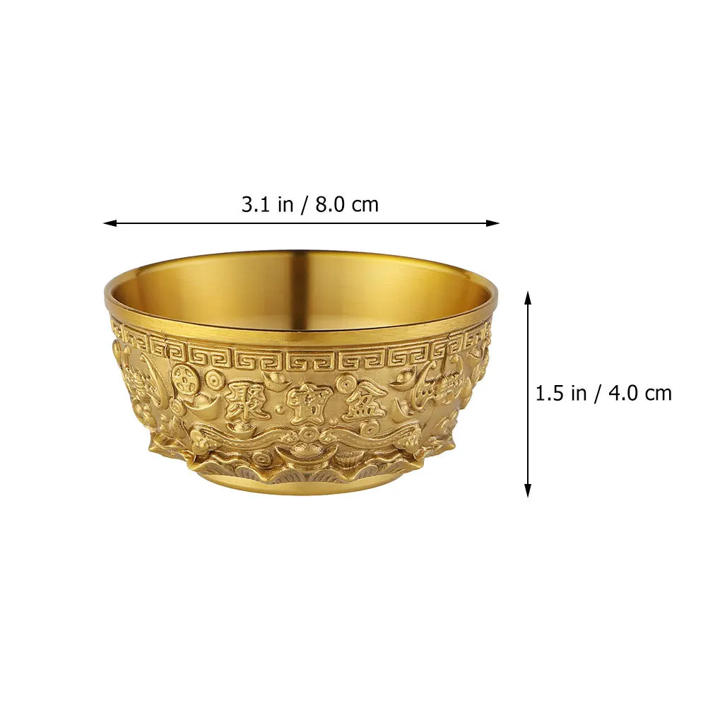 Decorative Brass Fortune Bowl Sturdy Metal Treasure Basin for Tabletop Home Decor Unique Gift Idea Space-Saving Design