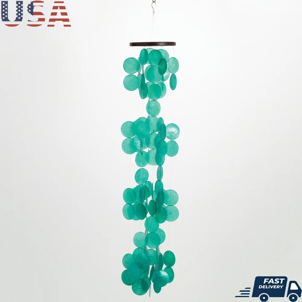

Handcrafted Capiz Wind Chimes Garden Patio Outdoor Decor Delicate Musical Sound Great Gift Home and Office 40 Inch Length