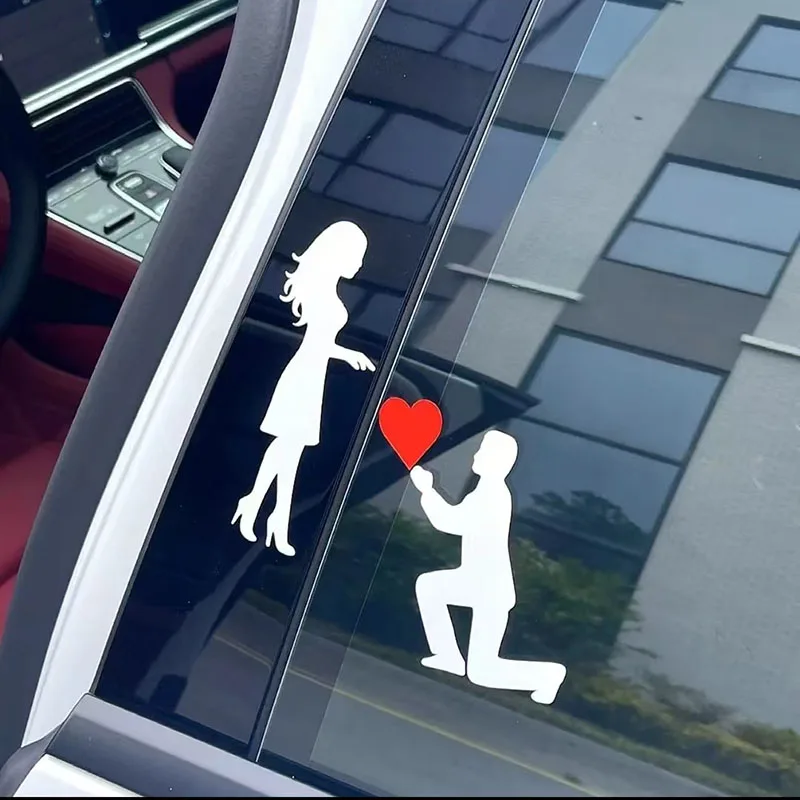 New Romantic Proposal Car Window Sticker Down on One Knee Love Wedding Trunk Marriage Windshield Waterproof Car Decal Decore