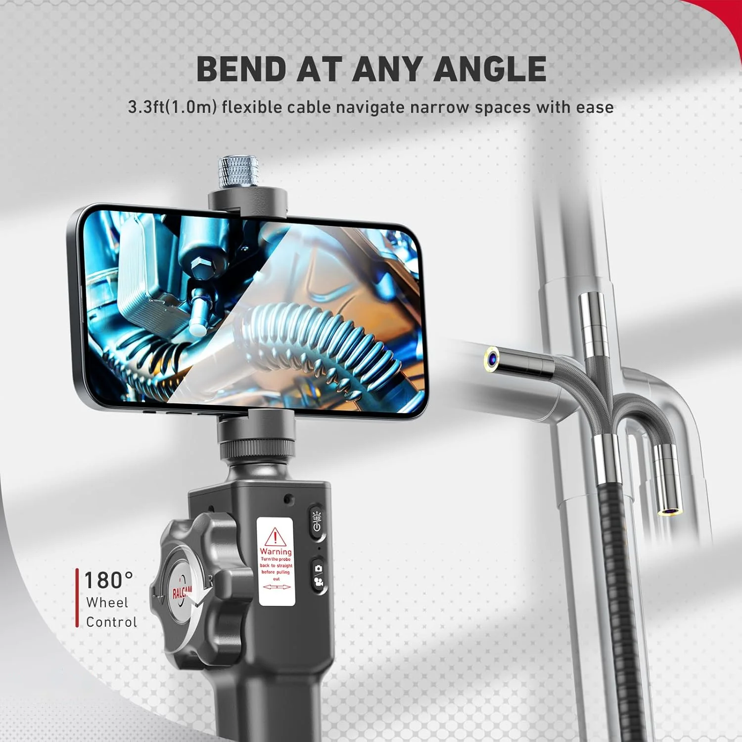 Industrial Articulated Automotive Boroscope Rotary Video Endoscope Endoscopic Inspection Oscilloscope Camera Plumbing Tools 360°