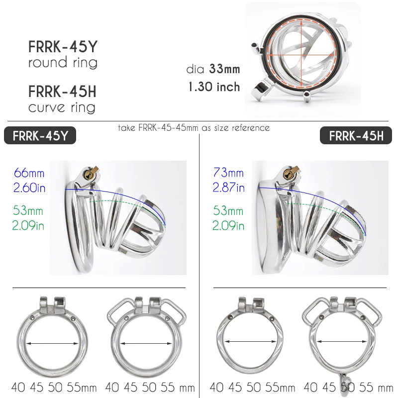 FRRK BDSM Sex Toys for Men Male Chastity Cock Cage Bondage Device Erotic Stainless Steel Penis Rings with  Discreet Package