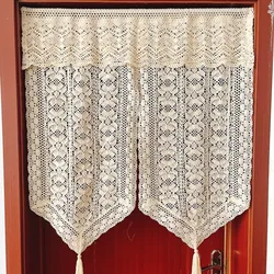 Retro Style,Door Curtain,with Tassels, Crochet Craft, Home Decoration, Partition Curtain, Curtains，Triangular edge, Double Layer