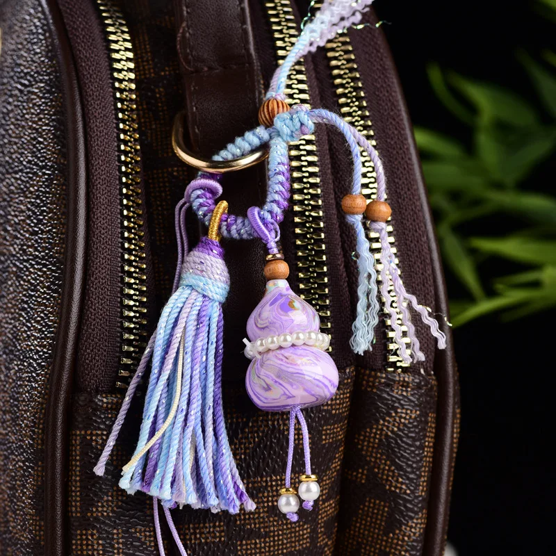 

Non-heritage floating lacquer fluid lacquer gourd tassel tassel pendant bag hanging mobile phone hanging key bracelet