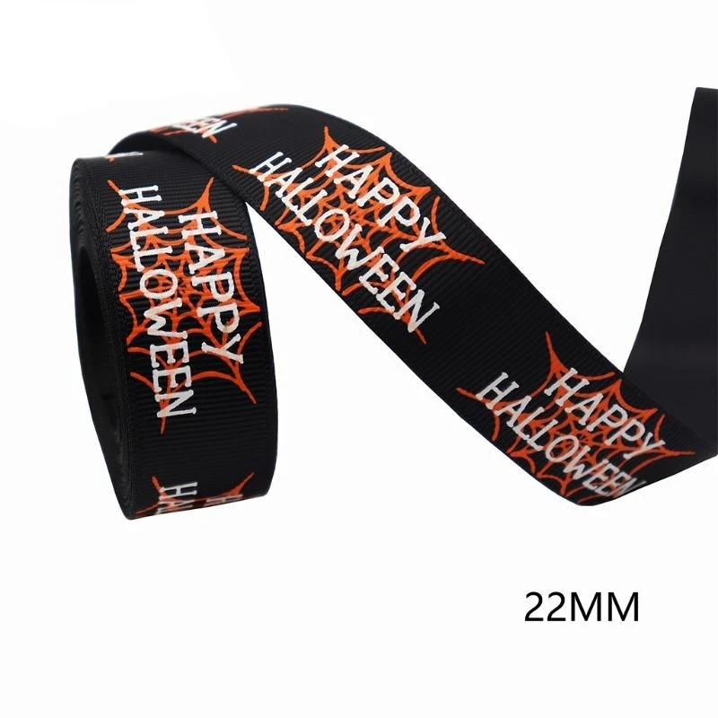 49MF Ribbon For Halloween Gift Wrapping Printed Grosgrain Ribbons Multi-Color Ribbon