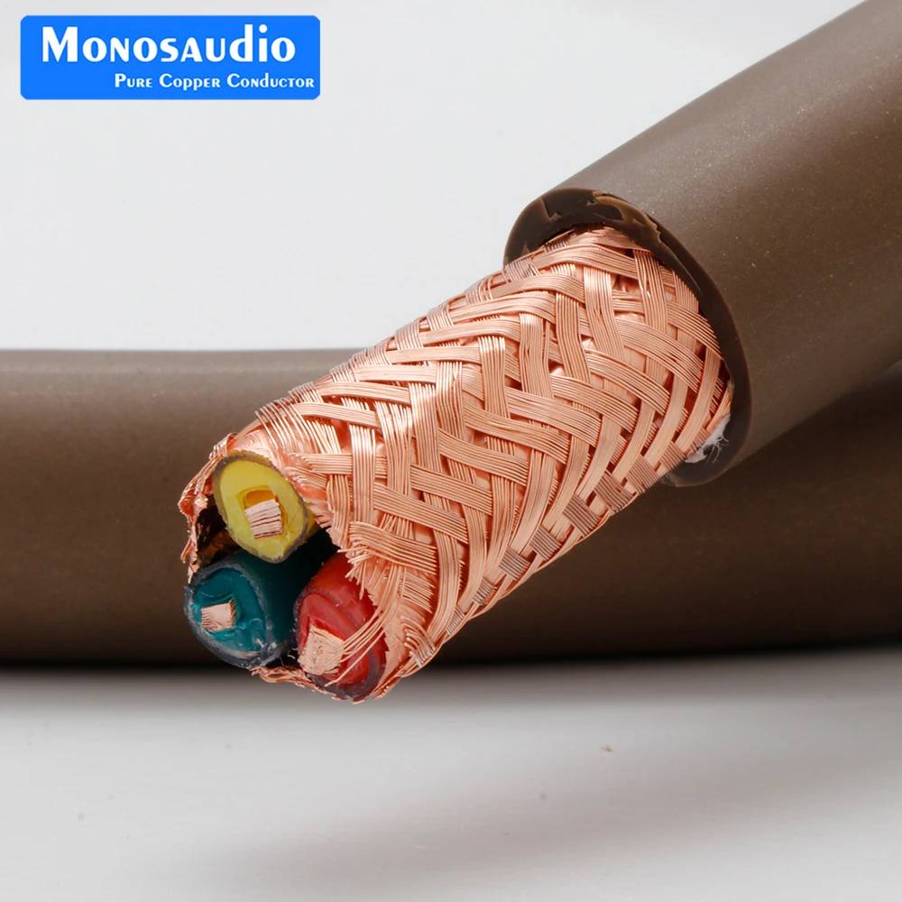 Monosaudio P905 99.998%( PSC )OFC Copper Bulk cable 3.0Sq 600V / 30A Power cord 16mm  2Layer Shield used in professional studio