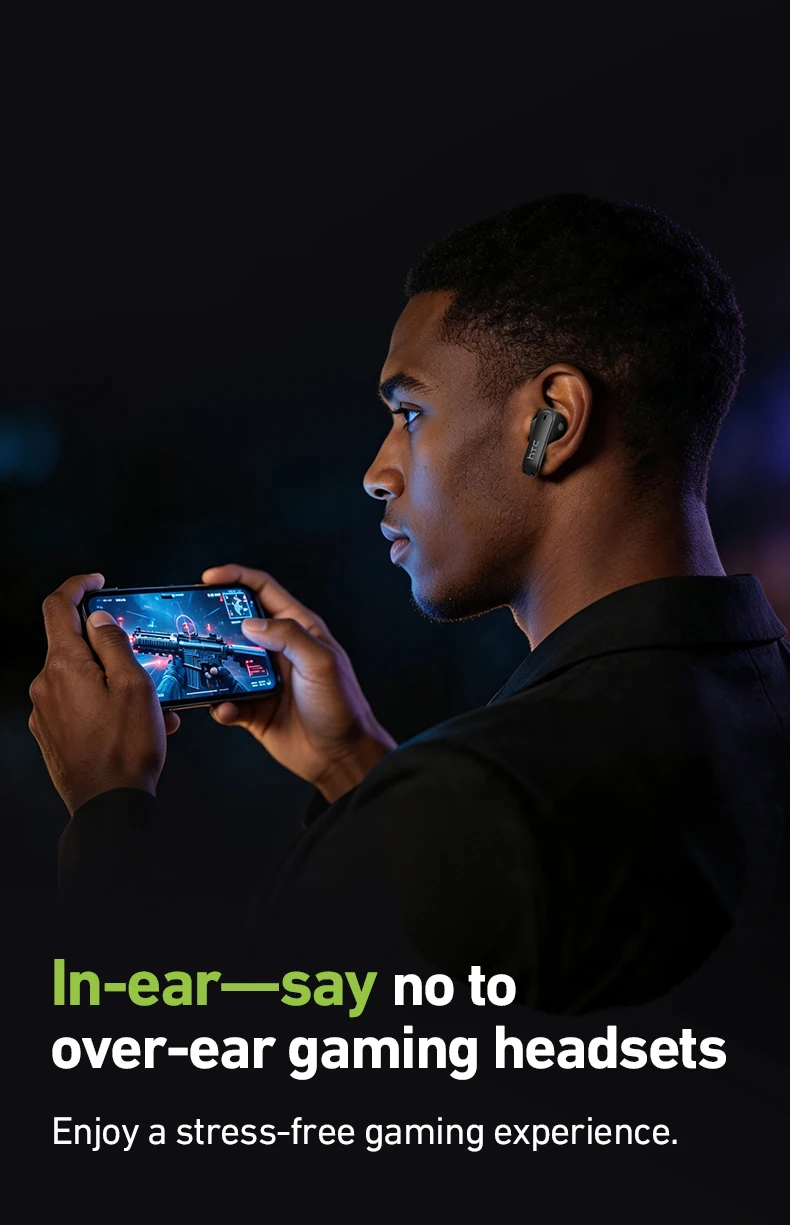 hTC Kabellose Gaming-Ohrhörer LCD-Smart-Screen Echtzeit-Übersetzung Bluetooth-Kopfhörer mit geringer Latenz und Mikrofon NE94 – Detail 6