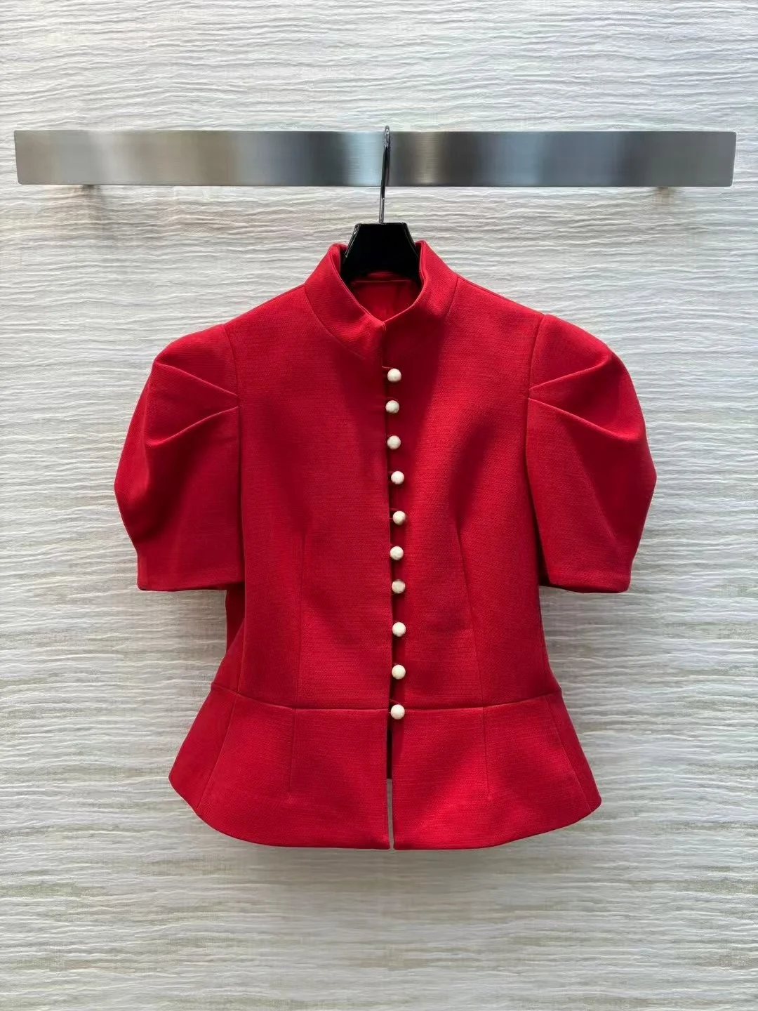 High end customized 2025 early spring red suit jacket+half skirt set