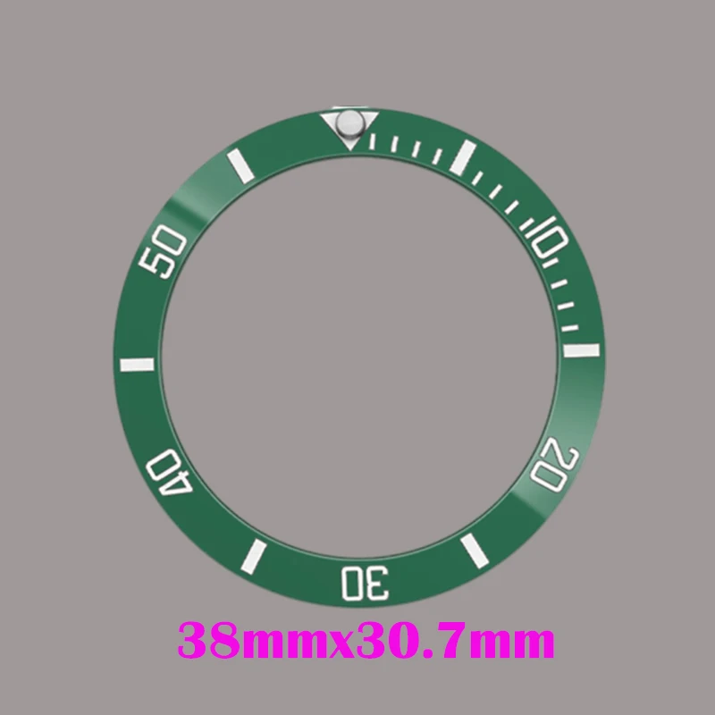 Green Blue Luminous Sloping 38mm*30.7mm Ceramic Bezel GMT and Diving watch Insert For 40mm Men Watch Replace Watch Bezel Inserts