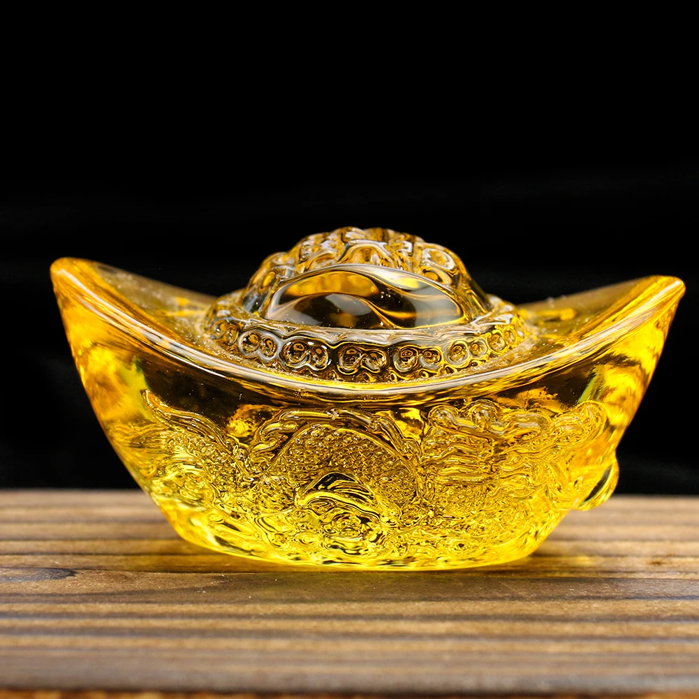 Citrine Yuanbao Carving Chinese Dragon Lucky Mascot Feng Shui Handicrafts Home Gifts Decoration Ornaments Supplies