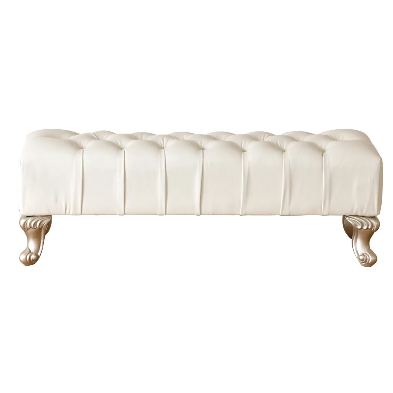 

**French light luxury solid wood bedside stool cloakroom European and American fabric solid wood makeup pedal