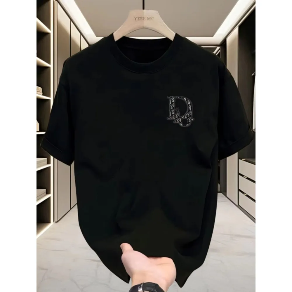 

New Light Luxury High-end Pure Cotton Printing Short-sleeved Summer Men's and Women's Casual T-shirt Parent-child Clothing
