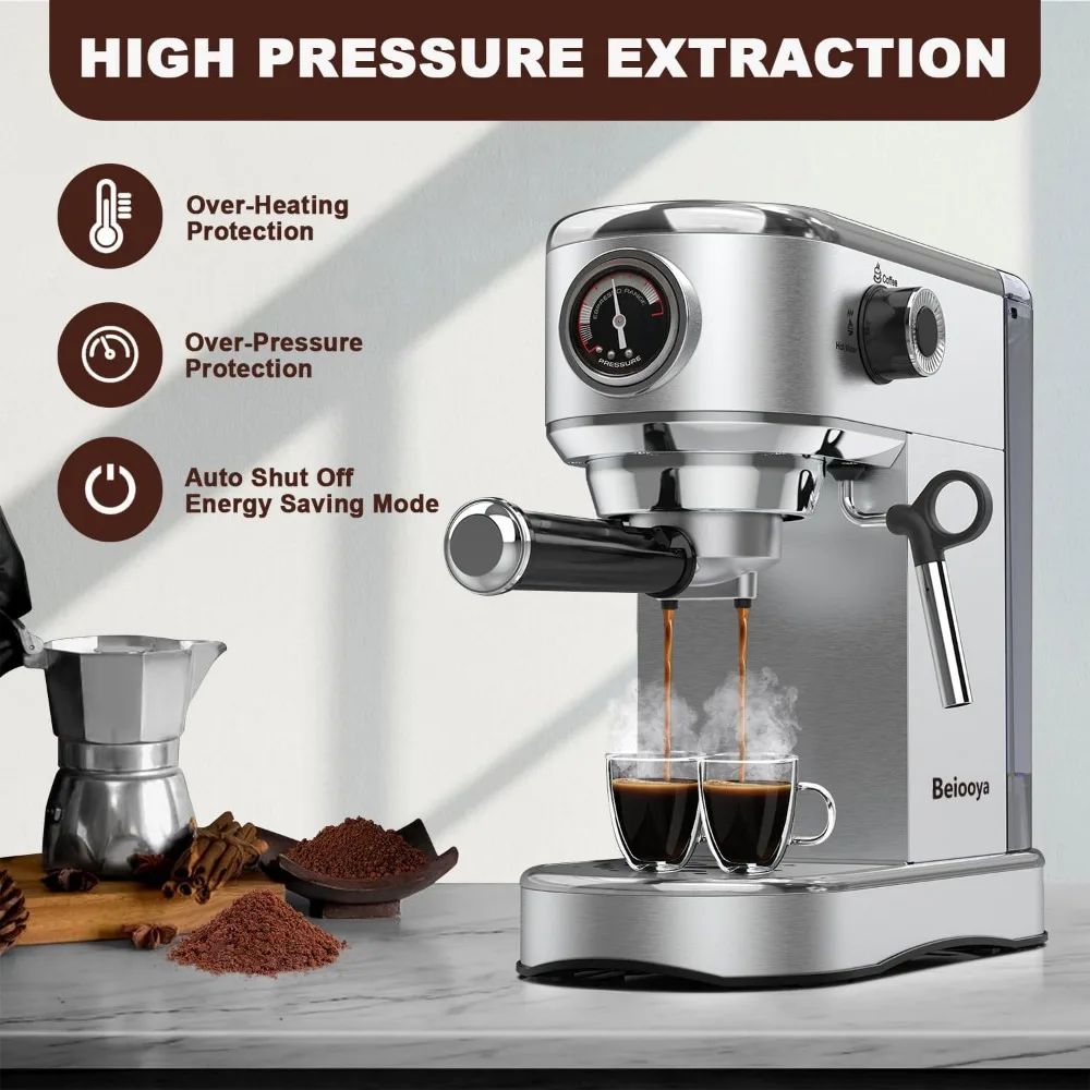 Beiooya-Máquina De Espresso Com Tanque De Água, Casa Cappuccino, Latte, Mamãe, Papai, Amantes De Café Presentes, 20 Bar, 37oz