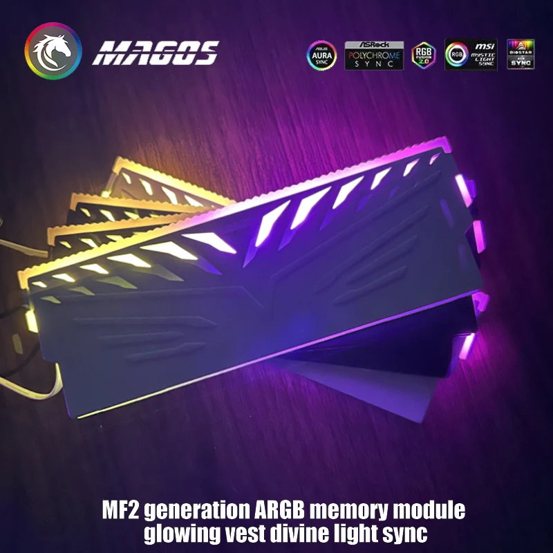 Radiator pamięci RAM, chłodząca osłona RAM 5V 3-PIN ARGB do pamięci RAM komputerowych DDR3 DDR4 DDR5, uniwersalny, wzór diamentowy RGB, 2 sztuki/opakowanie — zdjęcie produktu 5