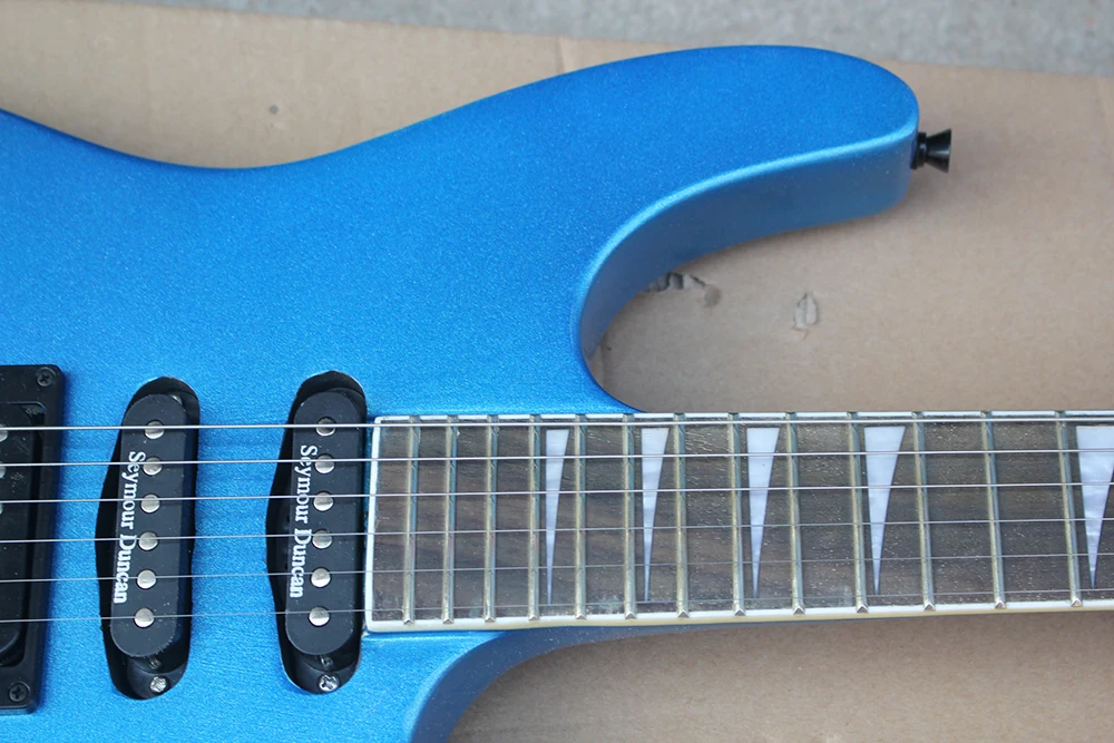 6 Strings Metal Blue J Electric Guitar with Tremolo Bar,Rosewood Fretboard,24 Frets