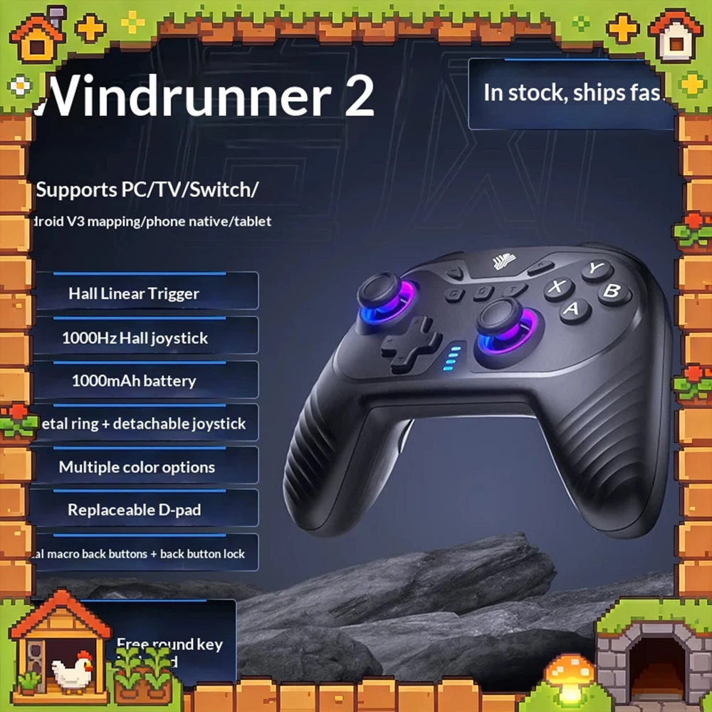 YUYOU Wind Chaser2 Gamepads Wireless 1000HZ Hall rocker Game Handles 255th order linearity Hall trigger Replaceable Cross key