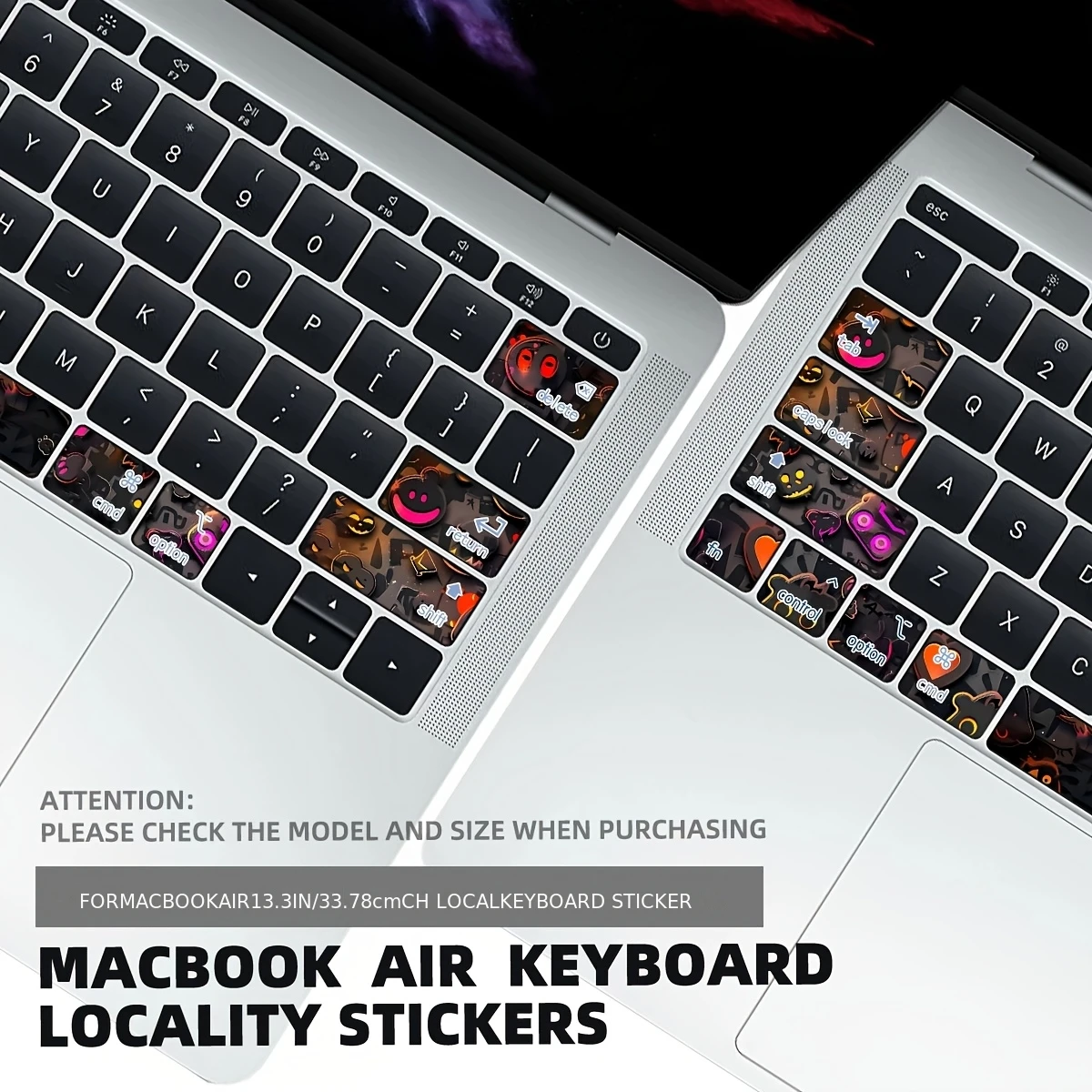 1Set Dark Style Laptop Keyboard Stickers, Red Pink Orange Smiley Heart Pattern, Waterproof Removable Key Decals view 3