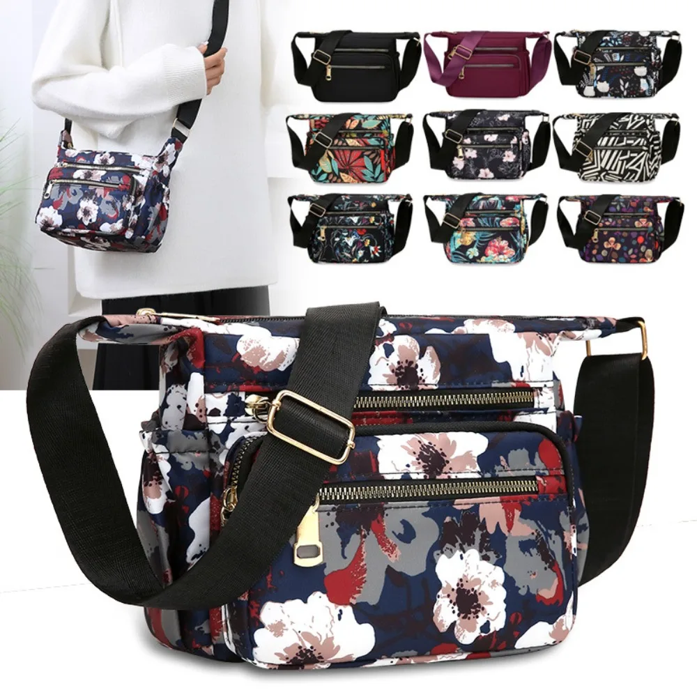 Retro Printed Oxford Shoulder Bag Minimalist Lady Messenger Bag Beach Bag Multi-layer Large Capacity Mom Commuting Bag