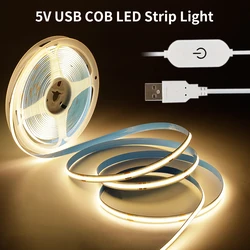 1M-3M 5V USB COB LED Strip Light 320LEDs/M Touch Sensor Dimmable Lamp Tape DIY TV Mirror Backlight Kitchen Room Night Lighting